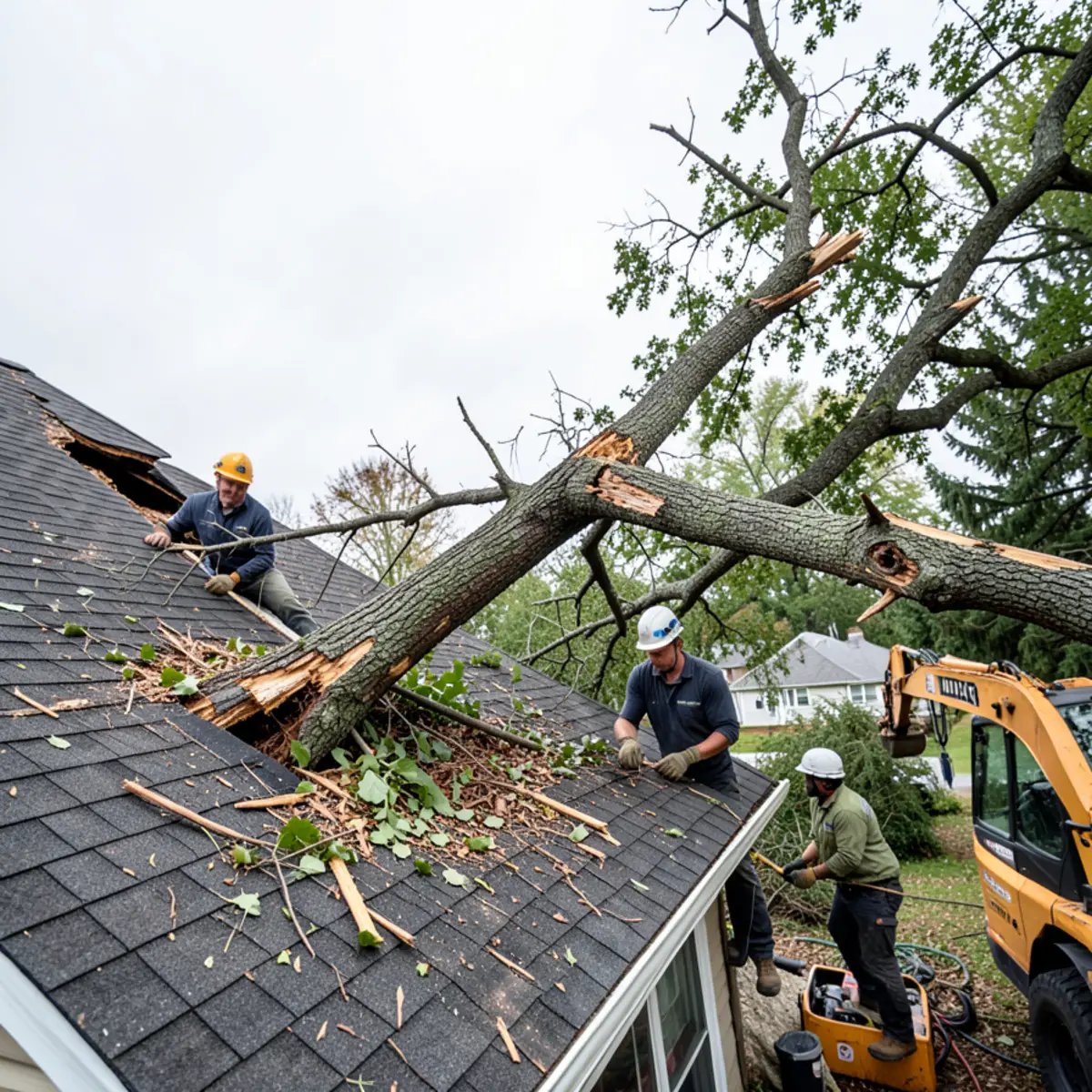 Emergency Tree Removal field operation on Lansing residential site