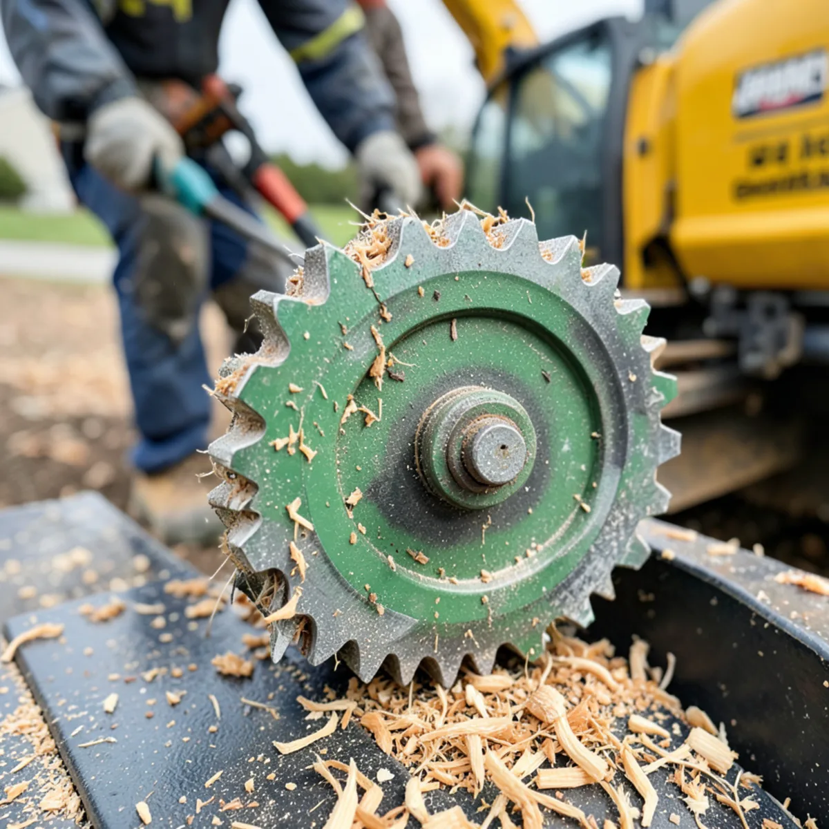 Stump Grinding field operation on Lansing residential site