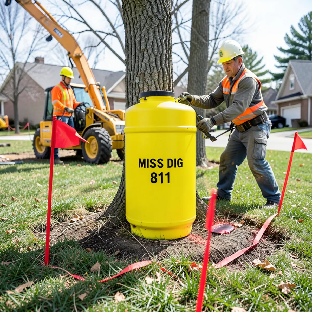 Stump Grinding site protection and safety staging